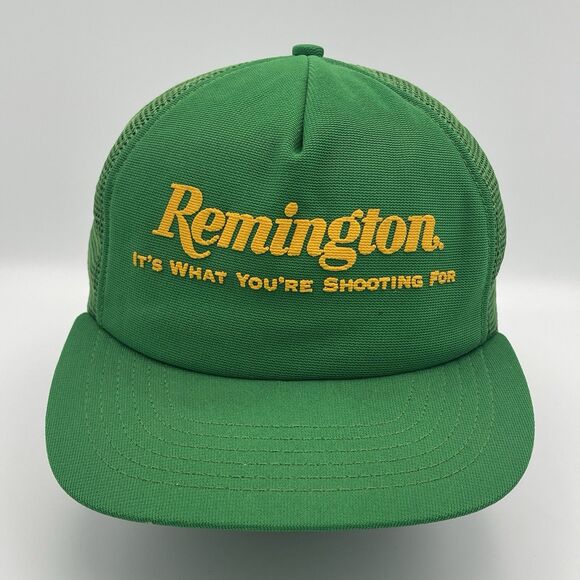 Vintage Remington Shooting Mesh Snapback Trucker Gun Hat Green Hunting Cap 1980s - Picture 1 of 13